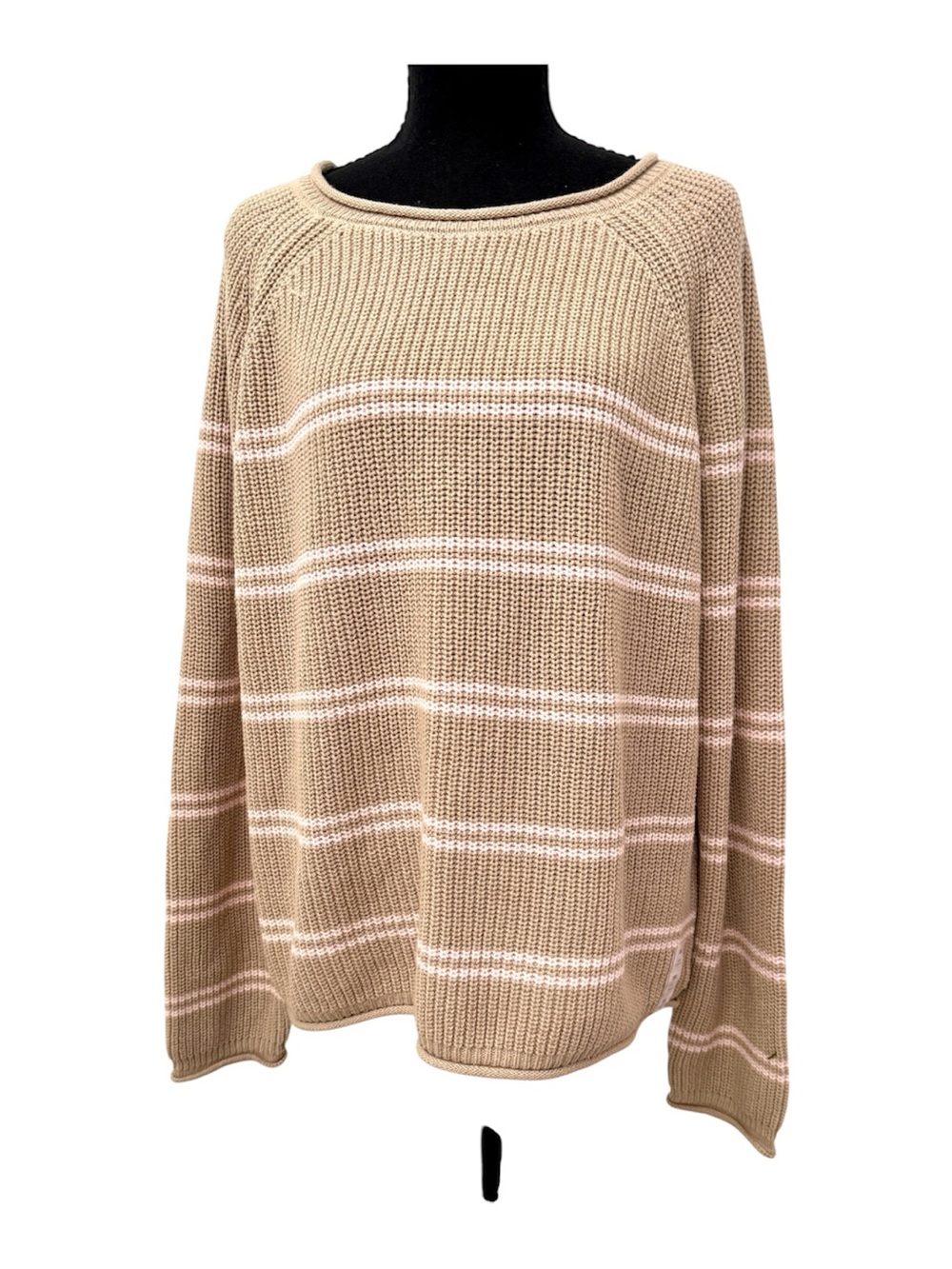 a new day Beige & Light Pink Striped Scoop-Neck Sweater